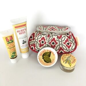 Burt's Bees NEW Kiss Lock Bag 5 Piece Gift Set Lotion Hand Foot Cuticle Creme